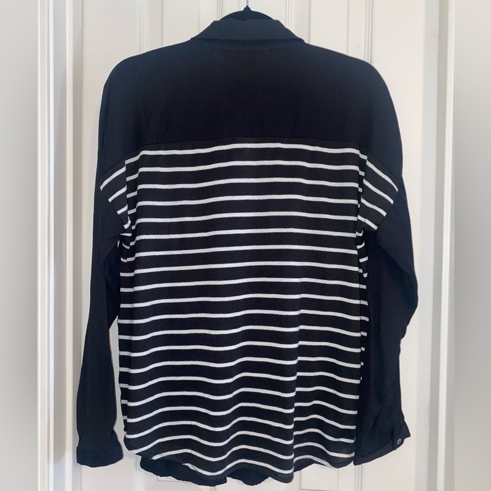 HYFVE‎ Black Button-Up Blouse with Striped Back - Picture 3 of 6
